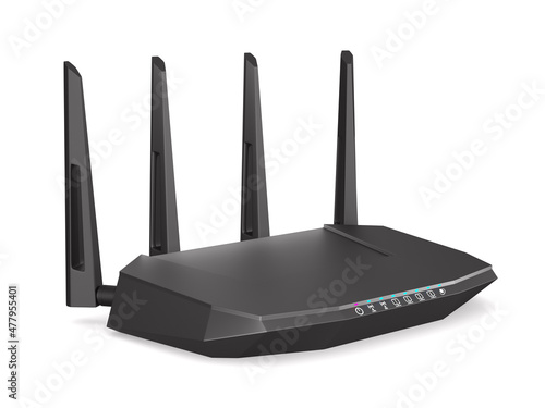 Wireless internet router on white background. Isolated 3D illustration photo
