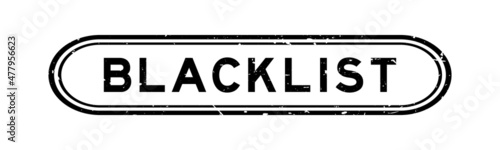 Grunge black blacklist word rubber seal stamp on white background