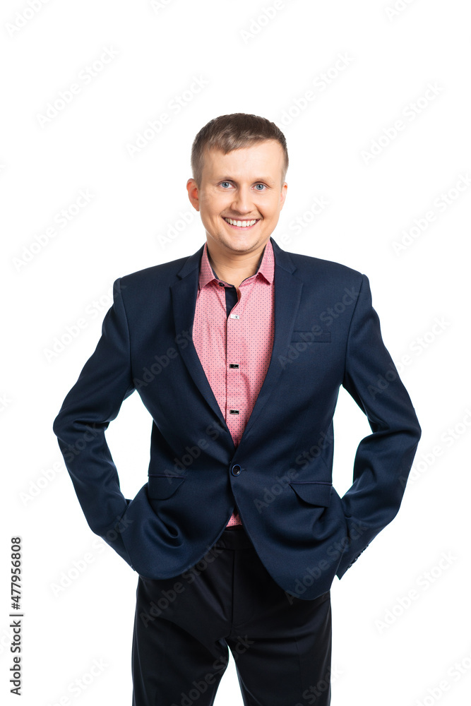 Portrait of a man in a blue business suit. young man looking at the camera. isolated Portrait of a man in a blue business suit. young man looking at the camera. isolated