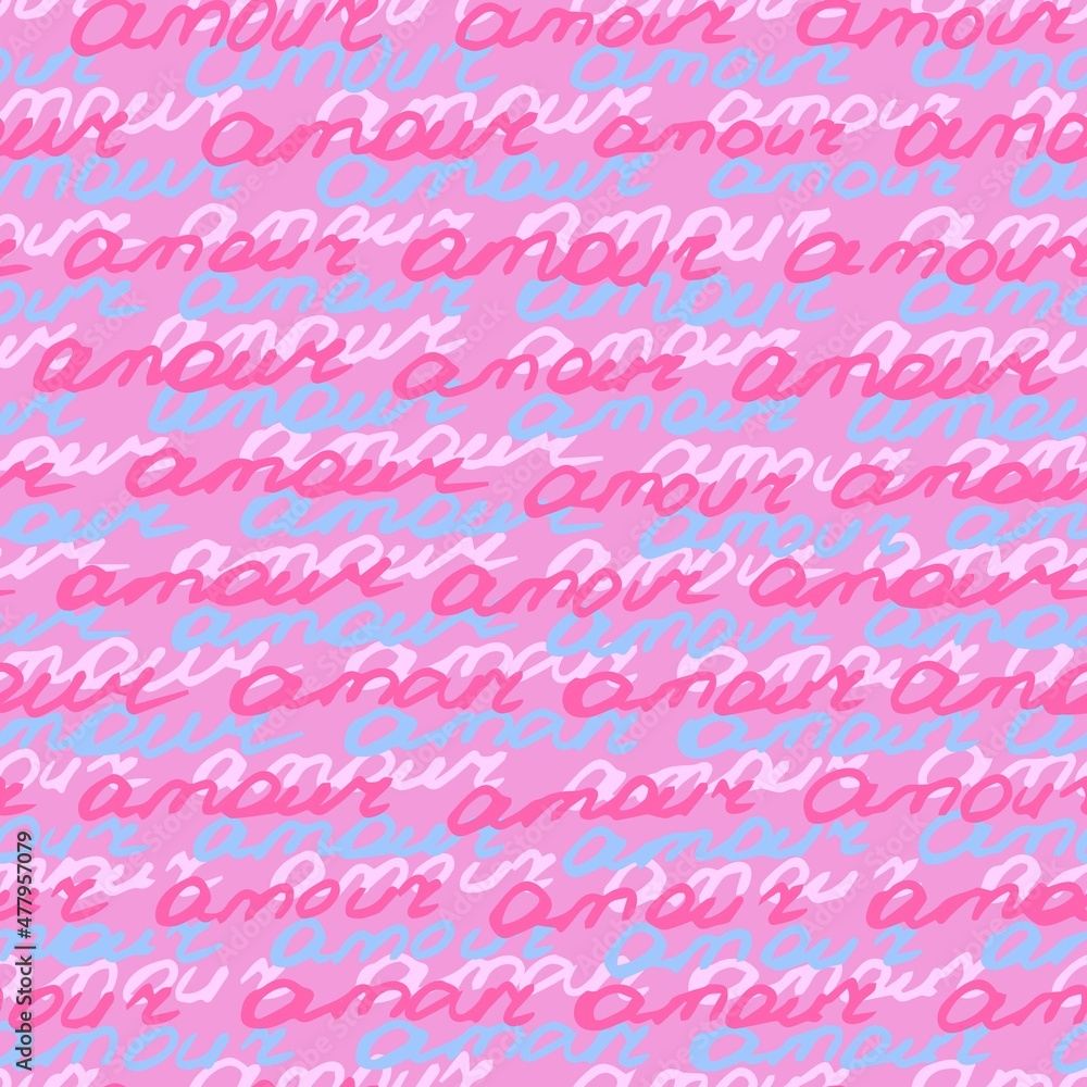 Vector seamless background, pattern. Handwritten word amour Vector seamless background, pattern. Handwritten word amour