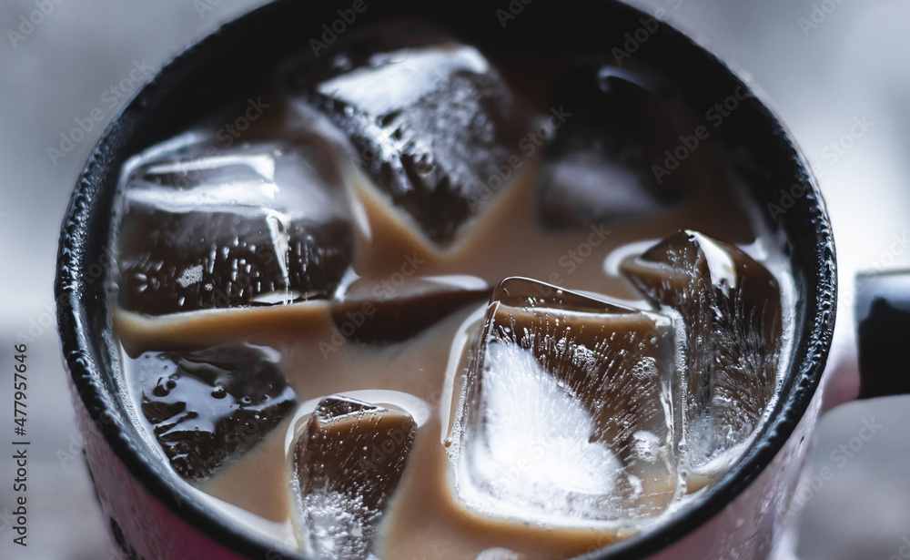 Fototapeta premium Close up cup of iced coffee