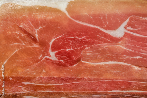 Canvas Print Macro photo of slices of dry-cured parma ham