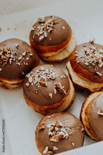 Homemade delicious donuthnut with chocolate