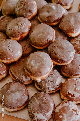 Homemade delicious donuthnut with chocolate