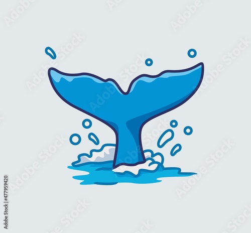 cute giant whale tail on the sea