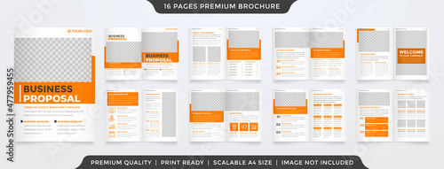 a4 business bifold brochure template with modern and abstract style	