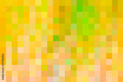 Mixed green and yellow pixel cubes