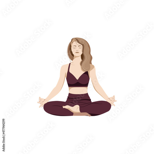 a girl in the lotus position is sitting yoga meditation