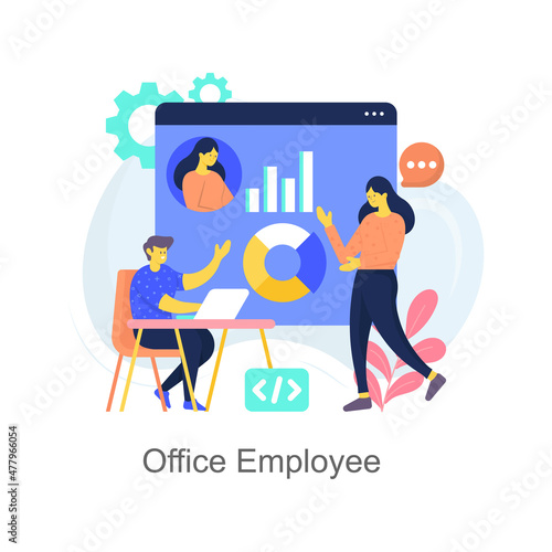 Office Employee  vector illustration isolated on white background. Flat Illustration style design.
