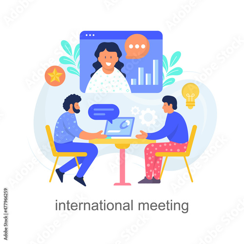 international meeting vector illustration isolated on white background. Flat Illustration style design.