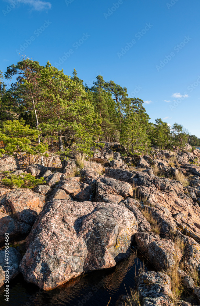 Rocky coastal view of Kopparnas-Klobbacka recreation area, Finland