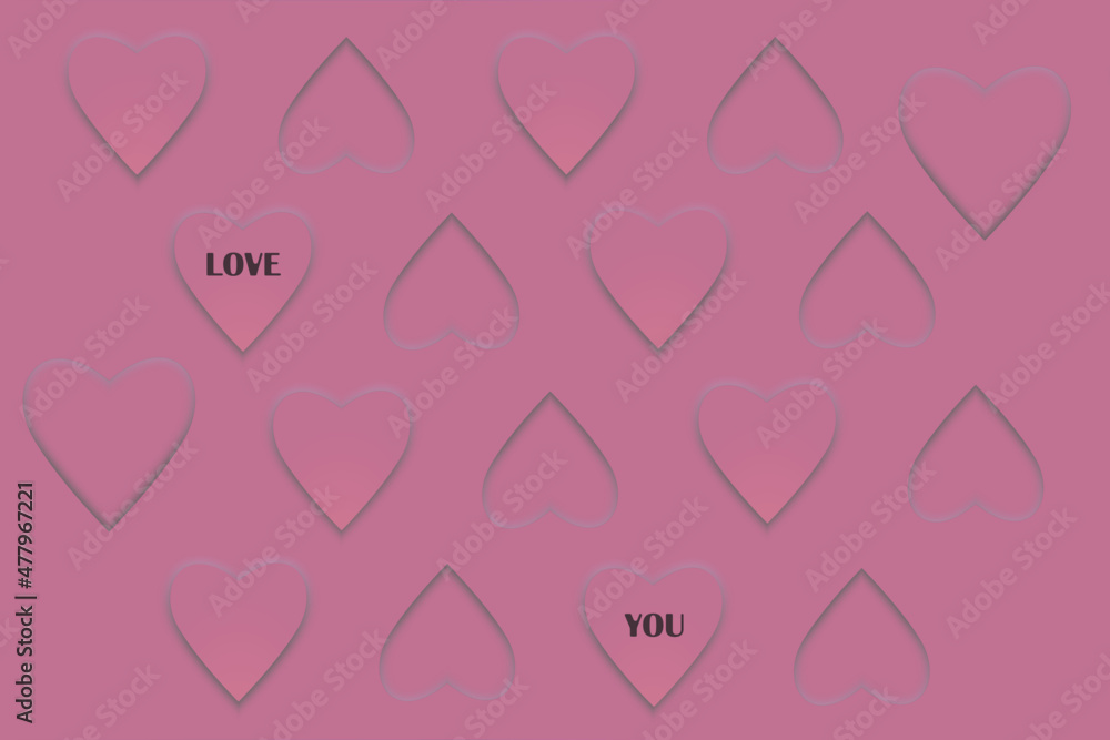 seamless pattern with hearts neumorphism