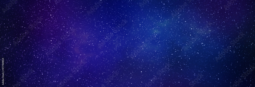 Night blue starry sky horizontal background banner