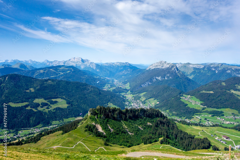 Fototapeta premium Mountain landscape in The Grand-Bornand, France