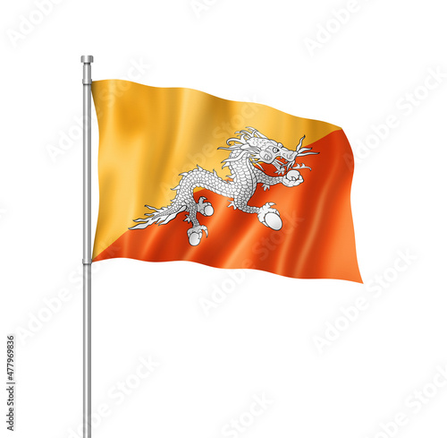 Bhutan flag isolated on white photo