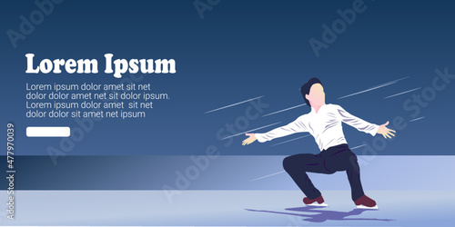 UI design of abstract man skating on ice on abstract blue background