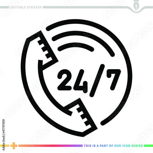 Line icon for roadside assistance illustrations with editable strokes. This vector graphic has customizable stroke width.