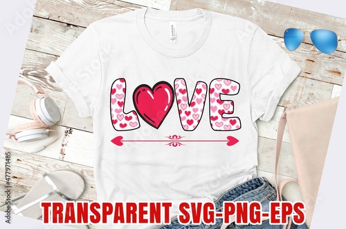 Love with heart Valentine Sublimation Designs valentine day t-shirt design Vector