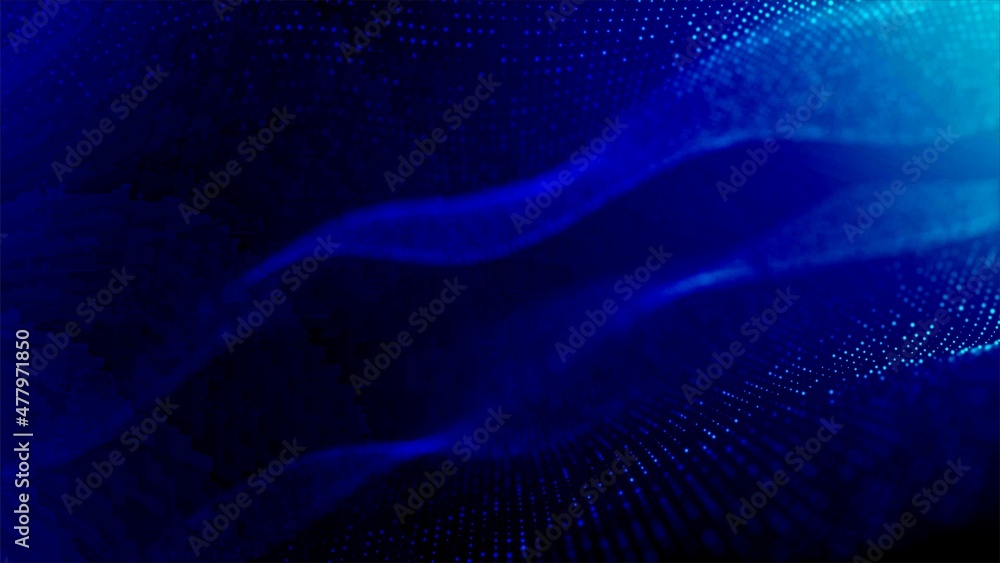 Abstract blue background. Design 3d wave, spiral, DNA. Pattern of circles, dots. Neon glow. Bright stars. Blurring of particles. Outer space, matter. Milky Way. Poster technology, medicine, business. Abstract blue background. Design 3d wave, spiral, DNA. Pattern of circles, dots. Neon glow. Bright stars. Blurring of particles. Outer space, matter. Milky Way. Poster technology, medicine, business.