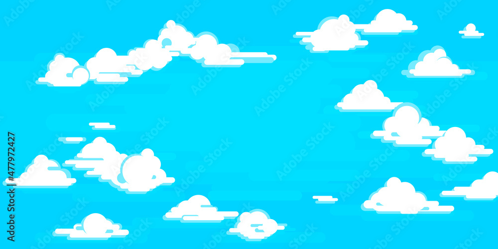 Fototapeta premium Sky with clouds background. Vector illustration