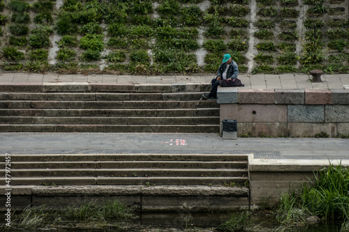 person on the stairs