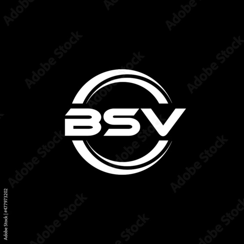 BSV letter logo design with black background in illustrator, vector logo modern alphabet font overlap style. calligraphy designs for logo, Poster, Invitation, etc. photo