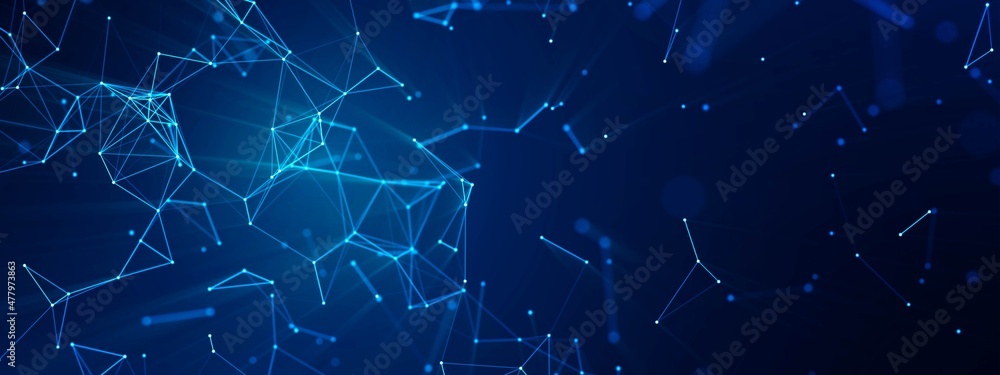 Abstract neon blue background. Design damaged network, plexus, connections. Dots and lines with wavy pattern, luminous frame. World Wide Web. Poster technology, medicine, websites. Abstract neon blue background. Design damaged network, plexus, connections. Dots and lines with wavy pattern, luminous frame. World Wide Web. Poster technology, medicine, websites.