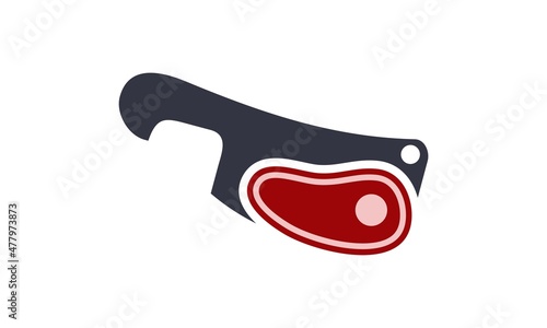 illustration vector graphic of knife cutting meat. perfect for product, film, video, etc.