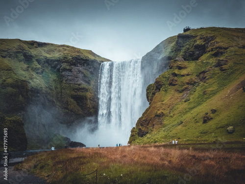 Photographie de l impressionnante chute d eau Sk  gafoss lors de mon voyage en Islande en 2020