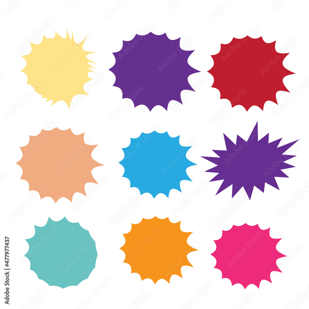 Set of vector starburst, sunburst badges. Starburst isolated icons set Set of vector starburst, sunburst badges. Starburst isolated icons set