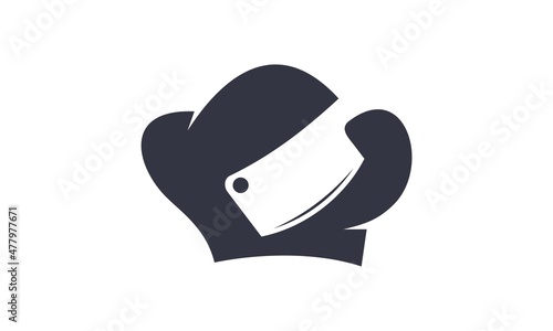 illustration vector graphic of chef's knife and hat. perfect for product, film, video, etc.