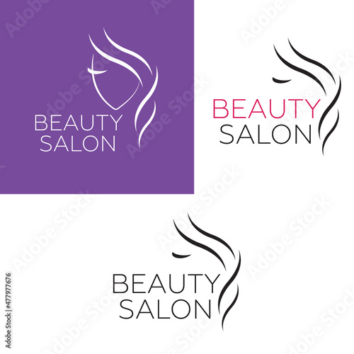 Beautiful woman vector logo template for hair salon, beauty salon, cosmetic procedures, spa center. vector logo template for hair salon