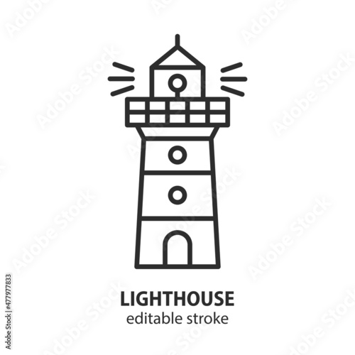 Lighthouse line icon. Vector sign of navigation. Editable stroke.
