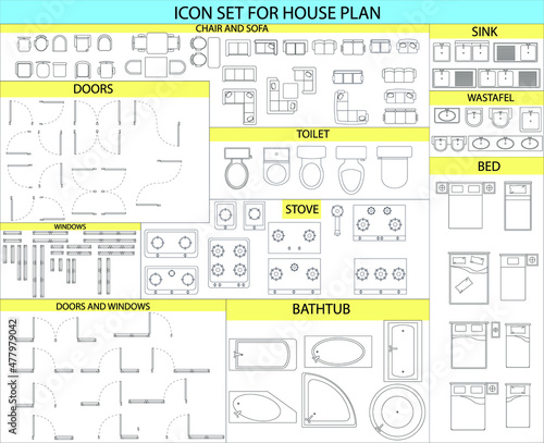 Illustration vector graphic of icon set for house plan good for suitable for home design, civil works, interior, etc