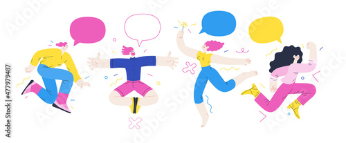 Happiness - happy people jumping in the air cheerfully