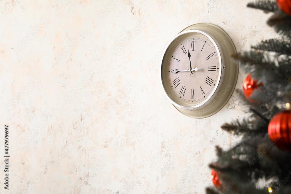custom made wallpaper toronto digitalChristmas tree and retro clock on light wall