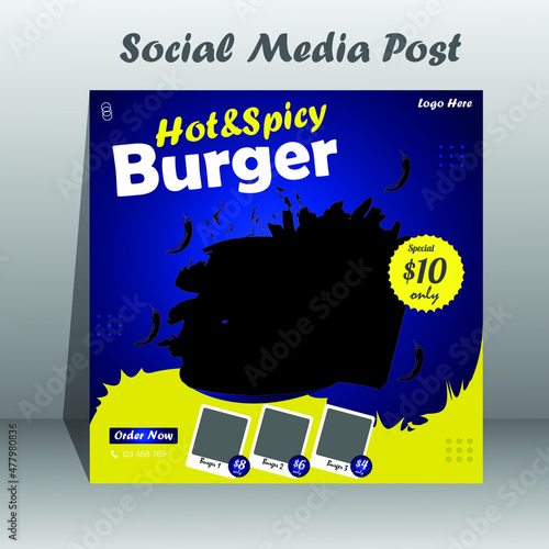 Social media Post design template For Food Or Any Product. This Template Design Is vector Shapes In Square Size Template.