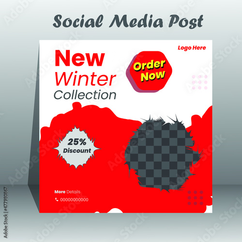 Social media Post design template For Food Or Any Product. This Template Design Is vector Shapes In Square Size Template.