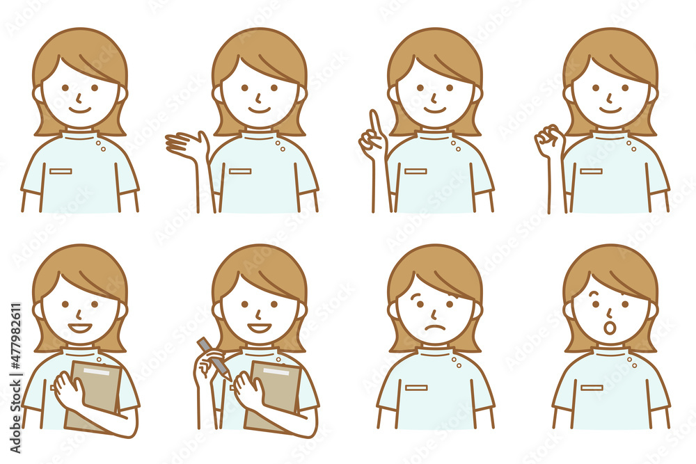 女性 医療 白衣  整体 治療院 薬局 人物 イラスト ベクター AI 素材