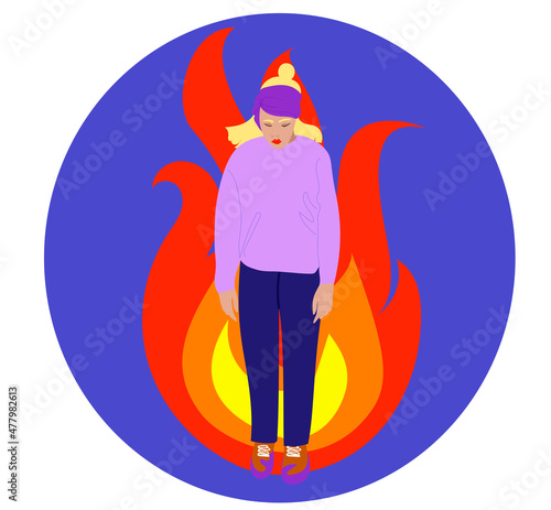chronic pain - person in flames representing pain and inflammation photo