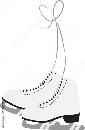 Ice skates with laces for fugure skating isolated vector