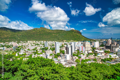 Canvastavla Aerial view of Port Louis, Mauritius Island, Africa.