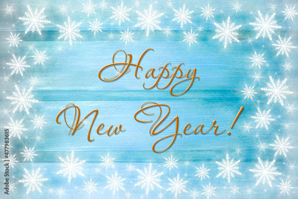 Winter wooden blue aquamarine nature background with snowflakes two sides. Texture of painted wood horizontal boards. Happy New Year card. Winter wooden blue aquamarine nature background with snowflakes two sides. Texture of painted wood horizontal boards. Happy New Year card.