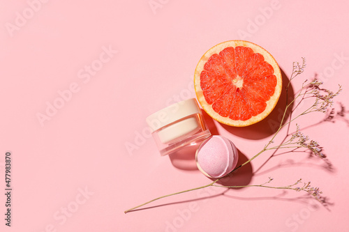 Bath bomb, jar of cosmetic ...