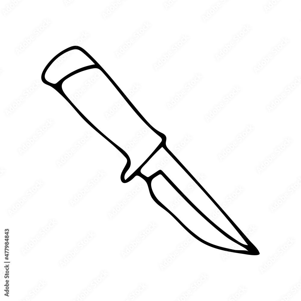 Fototapeta premium Hand drawn doodle knife. Vector camp or kitchen clipart. Outline.