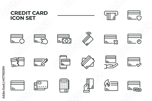 simple set of Credit Card vector icons with editable line styles covering credit card, broken card, card maintenance and other. isolated on white background. 