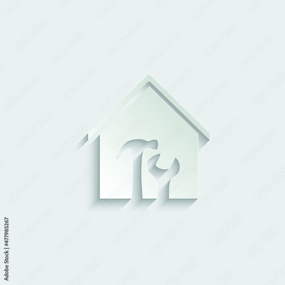 Fototapeta premium House building icon, home build icon vector House repair sign