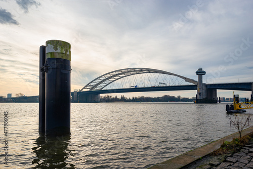 View of the Brienenoord bridge in Rotterdam, an important connection between the north and south of the city of Rotterdam, The Netherlands. photo