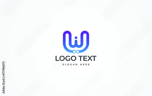 Letter W logo design template, Technology abstract 
W connection vector logo icon.
