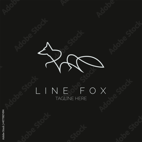 fox logo icon line style template design for brand or company and other